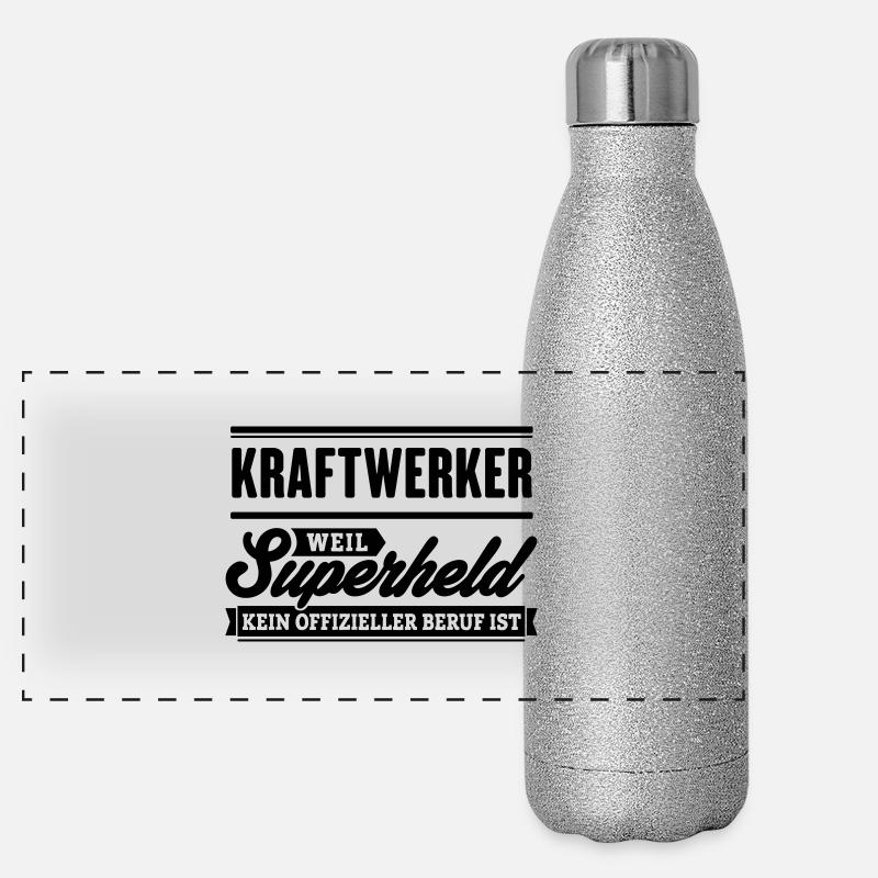 Superheld Kraftwerker Panorama Glitzer Isolierflasche 500 ml