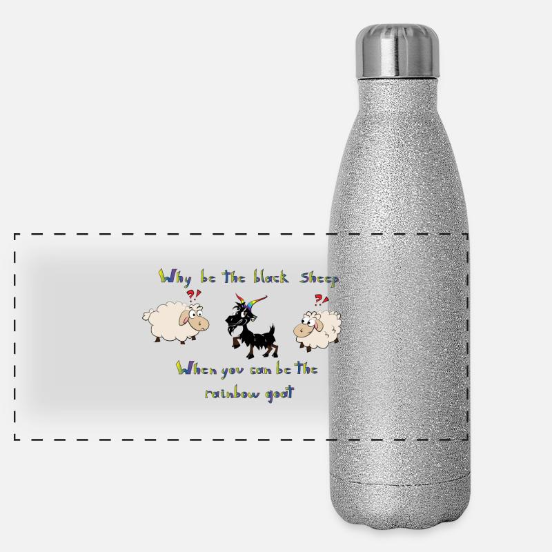 Regenbogen Ziege Panorama Glitzer Isolierflasche 500 ml