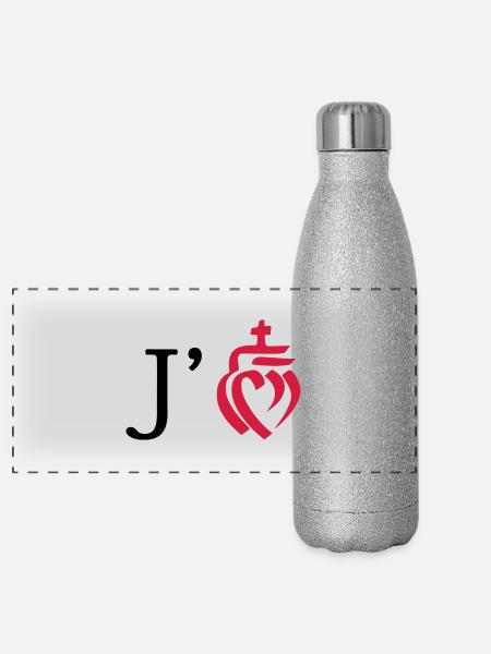 j'aime la vendée - Gourde isotherme panoramique pailletée 500 ml - paillettes argentées - Devant