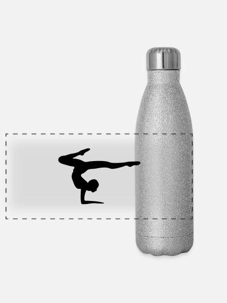 Turnerin turnen Bodenturnen Kustturnen Gymnastic - Panorama Glitzer Isolierflasche 500 ml - Silber Glitzer - Vorne