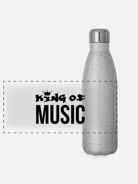 Musik / Musiker / Music / Musician - Panorama Glitzer Isolierflasche 500 ml - Silber Glitzer - Vorne