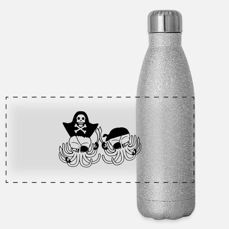 Two Octopus Pirate Sailing Crew Captain 2 Buccaneers Panoramic Glitter Thermal Bottle 500 ml