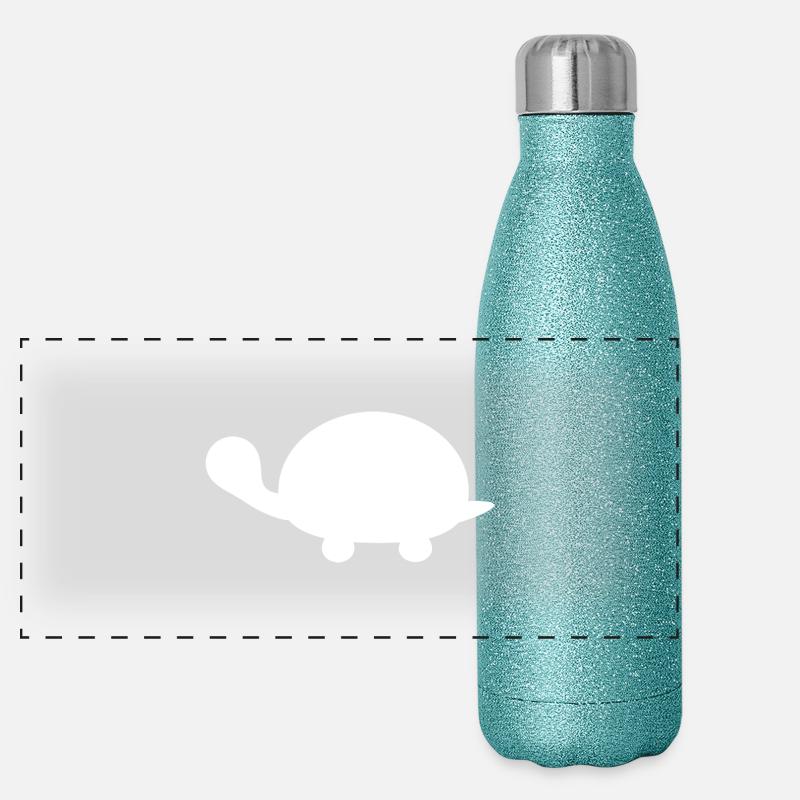 Weiße Schildkröte Panorama Glitzer Isolierflasche 500 ml