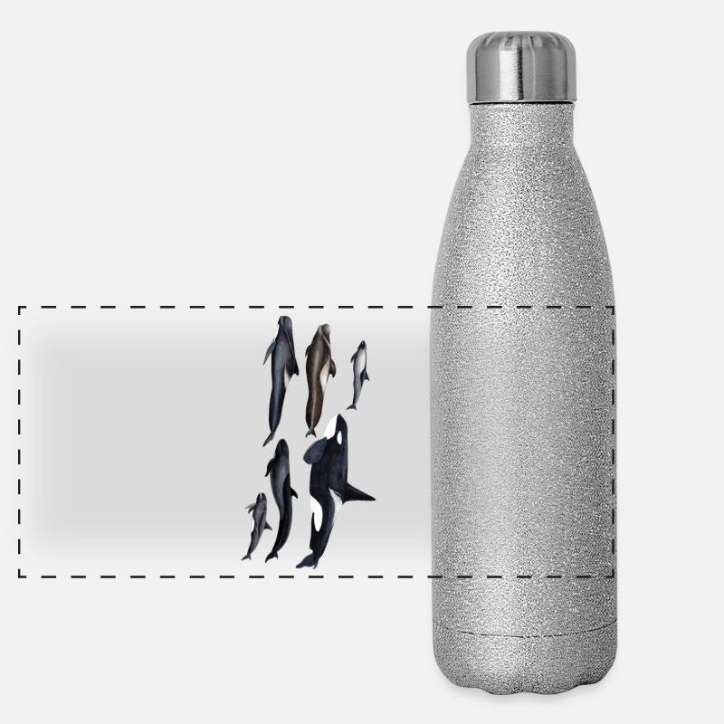 Blackfish - Orcas - Calderones - Pilot whales Panoramic Glitter Thermal Bottle 500 ml