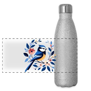 Blaumeise - Panorama Glitzer Isolierflasche 500 ml - Silber Glitzer - Vorne