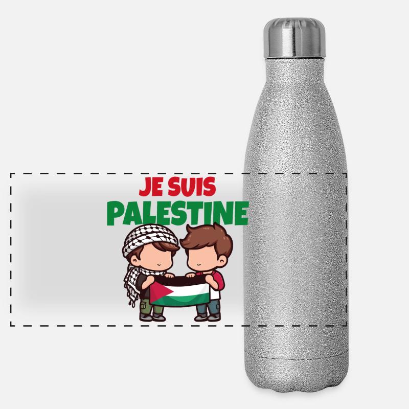 Je suis Palestine. Amis avec drapeau et Keffieh Gourde isotherme panoramique pailletée 500 ml
