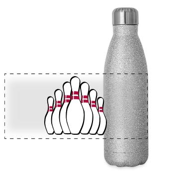 bowling pins kegeln balls baelle sports43 - Panorama Glitzer Isolierflasche 500 ml - Silber Glitzer - Vorne