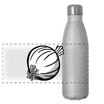 onions halloween vegetables vegetables14 - Panoramic Glitter Thermal Bottle 500 ml - silver glitter - Front
