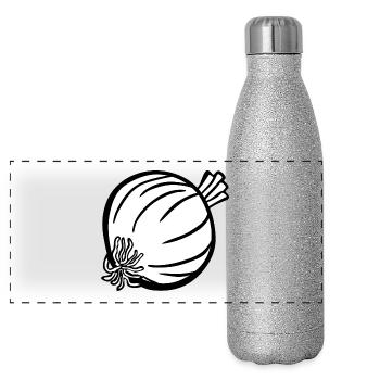 onions halloween vegetables vegetables37 - Panoramic Glitter Thermal Bottle 500 ml - silver glitter - Front