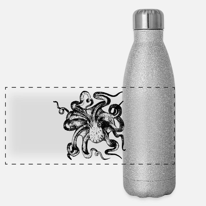 squid giant octopus octopus octopus squid sepia fish Panoramic Glitter Thermal Bottle 500 ml