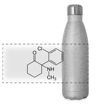 Ketamin Strukturformel - Panorama Glitzer Isolierflasche 500 ml - Silber Glitzer - Vorne
