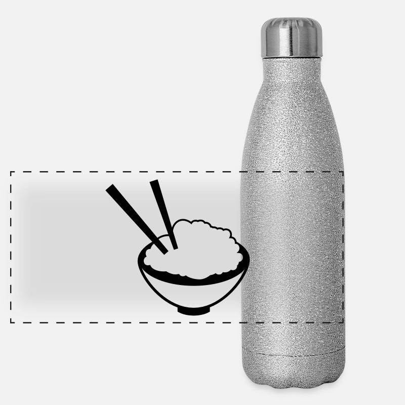 China Reisgericht mit Stäbchen - Panorama Glitzer Isolierflasche 500 ml - Silber Glitzer