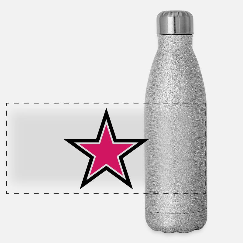 scharfen roten Stern mit scharfen schwarzen Kontur Panorama Glitzer Isolierflasche 500 ml