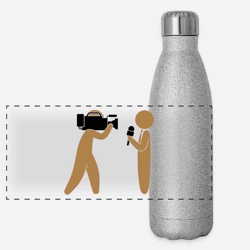 Reporter parle devant la caméra Gourde isotherme panoramique pailletée 500 ml