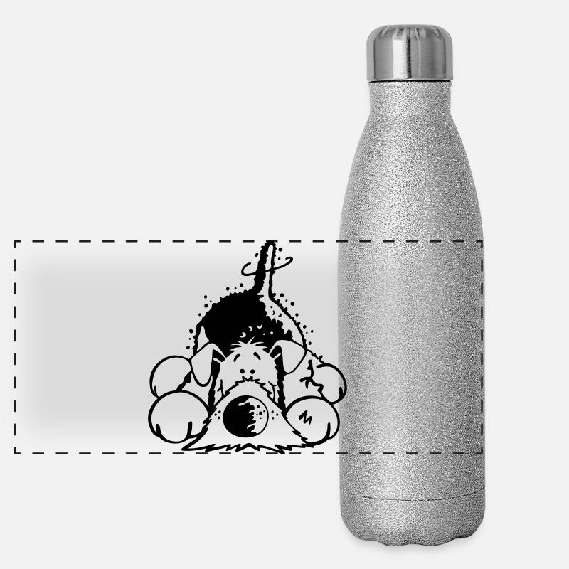 Verträumter Airedale Terrier Panorama Glitzer Isolierflasche 500 ml