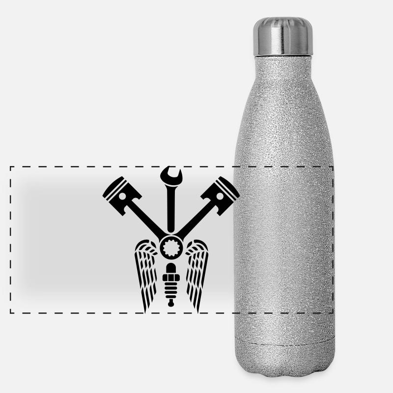 Clé à piston croisée avec ailes et bougie Gourde isotherme panoramique pailletée 500 ml