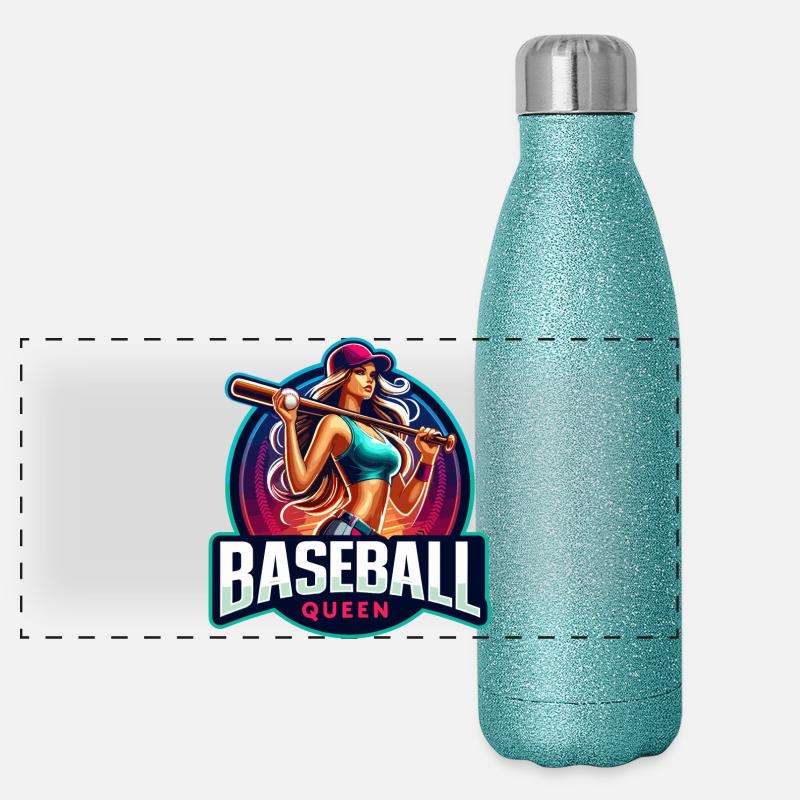 Conception d’athlète féminine Baseball Queen Gourde isotherme panoramique pailletée 500 ml