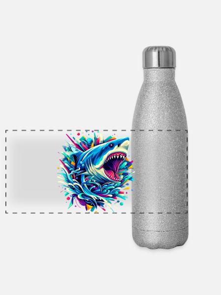 Hai - Panorama Glitzer Isolierflasche 500 ml - Silber Glitzer