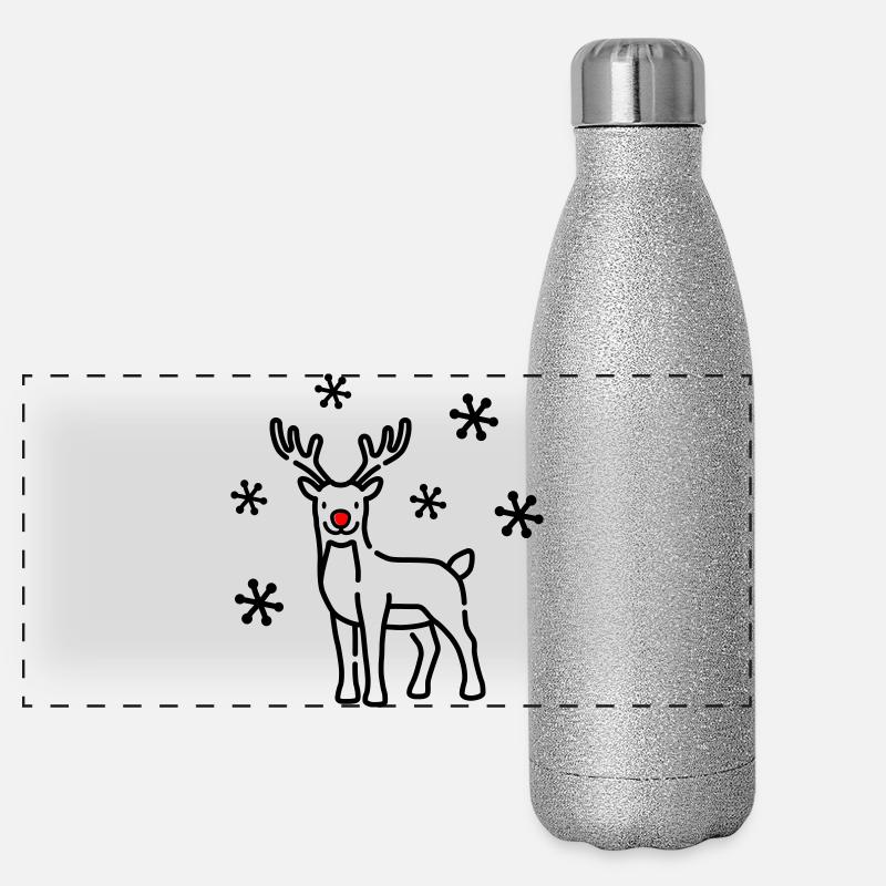 Christmas Deer Reindeer Panoramic Glitter Thermal Bottle 500 ml
