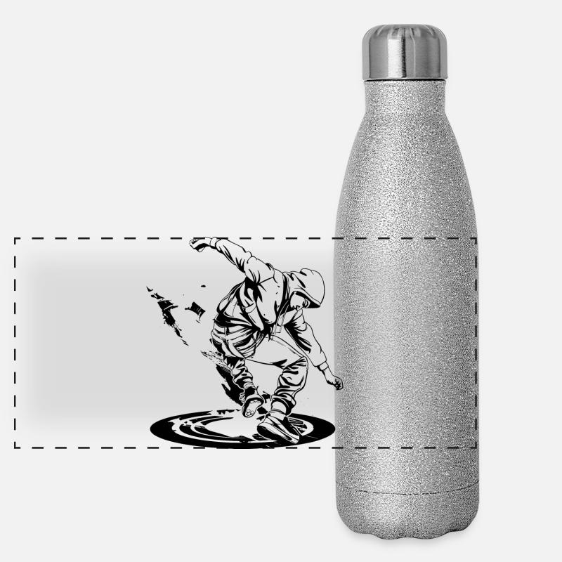 Breakdancer Zeichnung Panorama Glitzer Isolierflasche 500 ml