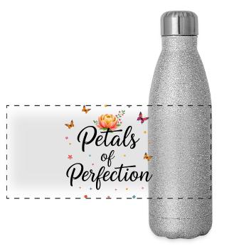 Petals of Perfection - Gourde isotherme panoramique pailletée 500 ml - paillettes argentées - Devant