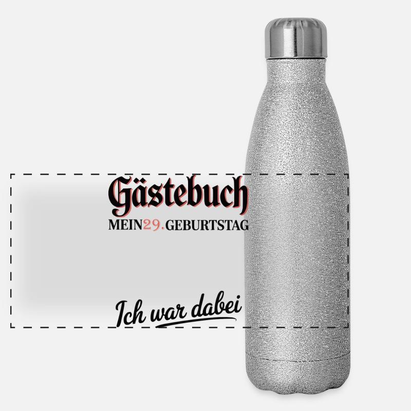 Gästebuch 29. Geburtstag – Ich war dabei Shirt Panorama Glitzer Isolierflasche 500 ml