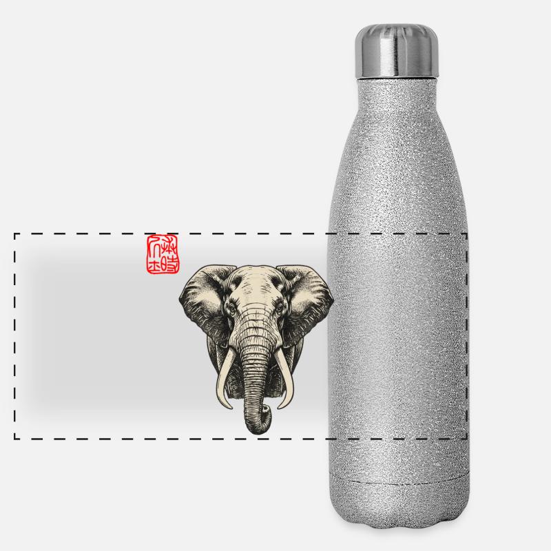 Elephant Asian Panoramic Glitter Thermal Bottle 500 ml