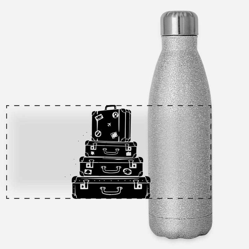 Suitcase Stack Vintage Travel Panoramic Glitter Thermal Bottle 500 ml