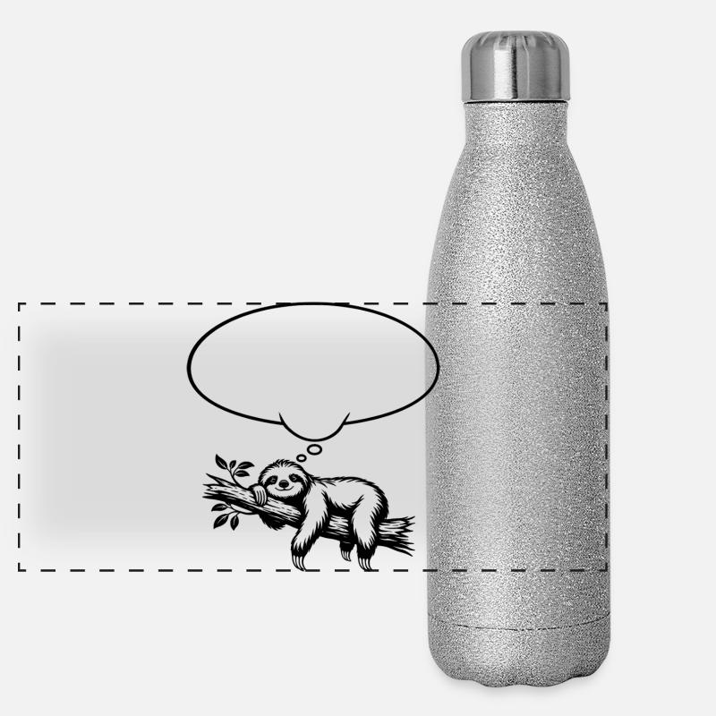 Faultier_chillend_mit_Denkblase Panorama Glitzer Isolierflasche 500 ml