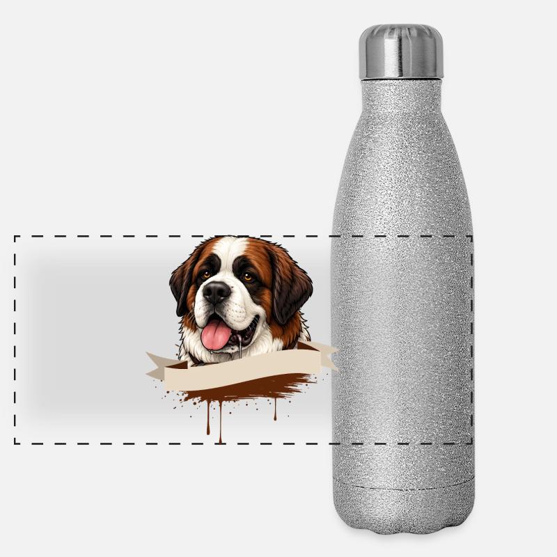 St. Bernard Shirt Dog Lover Gift Panoramic Glitter Thermal Bottle 500 ml