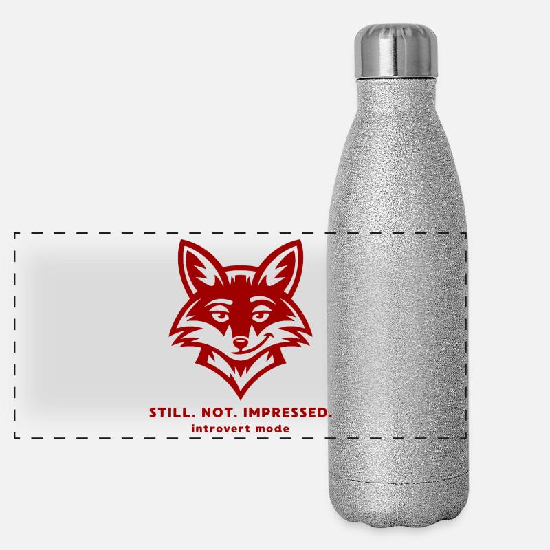 Funny Fox Introvert Quote - Still Not Impressed Panoramic Glitter Thermal Bottle 500 ml