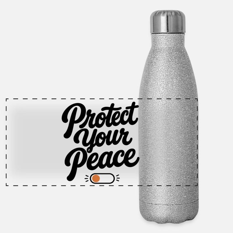 Protect Your Peace | Minimal Retro Typography Panoramic Glitter Thermal Bottle 500 ml
