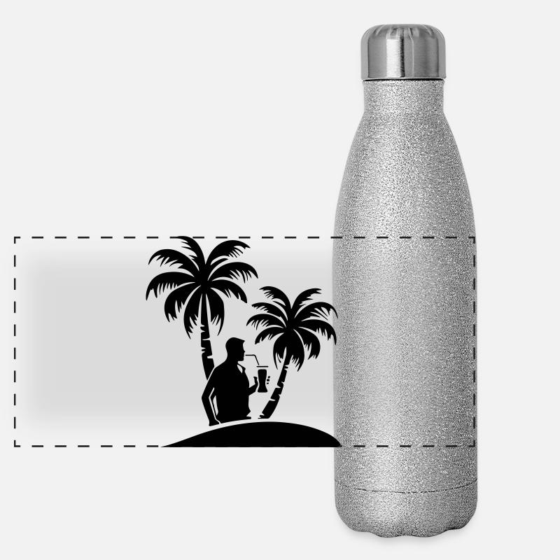 Vacationer Party Palm Trees Panoramic Glitter Thermal Bottle 500 ml