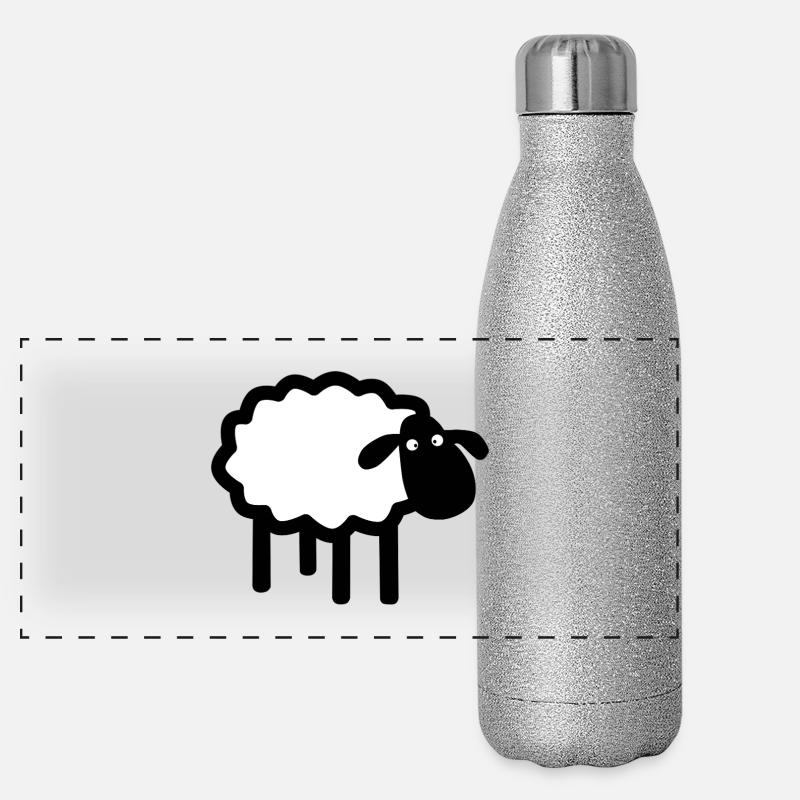 Kuckuck-Schaf-Silhouette Panorama Glitzer Isolierflasche 500 ml