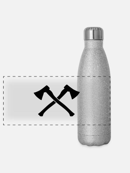 Axt - Panorama Glitzer Isolierflasche 500 ml - Silber Glitzer - Vorne