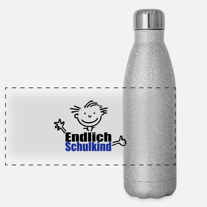 Junge: Endlich Schulkind Panorama Glitzer Isolierflasche 500 ml