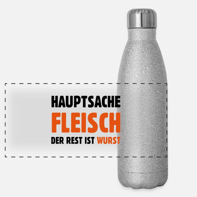 Hauptsache Fleisch Panorama Glitzer Isolierflasche 500 ml