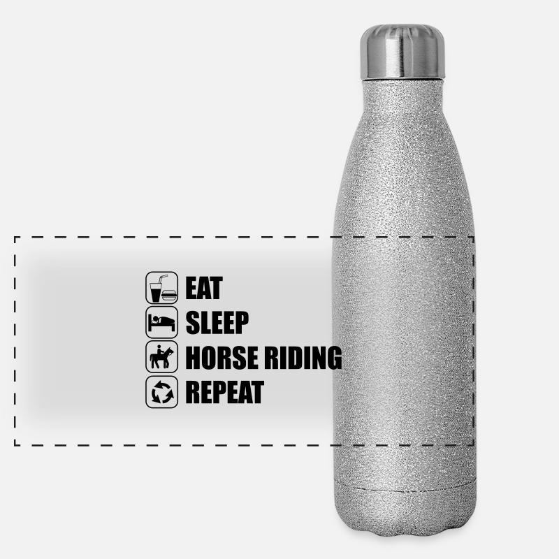 Eat Sleep Horse Riding Panorama Glitzer Isolierflasche 500 ml