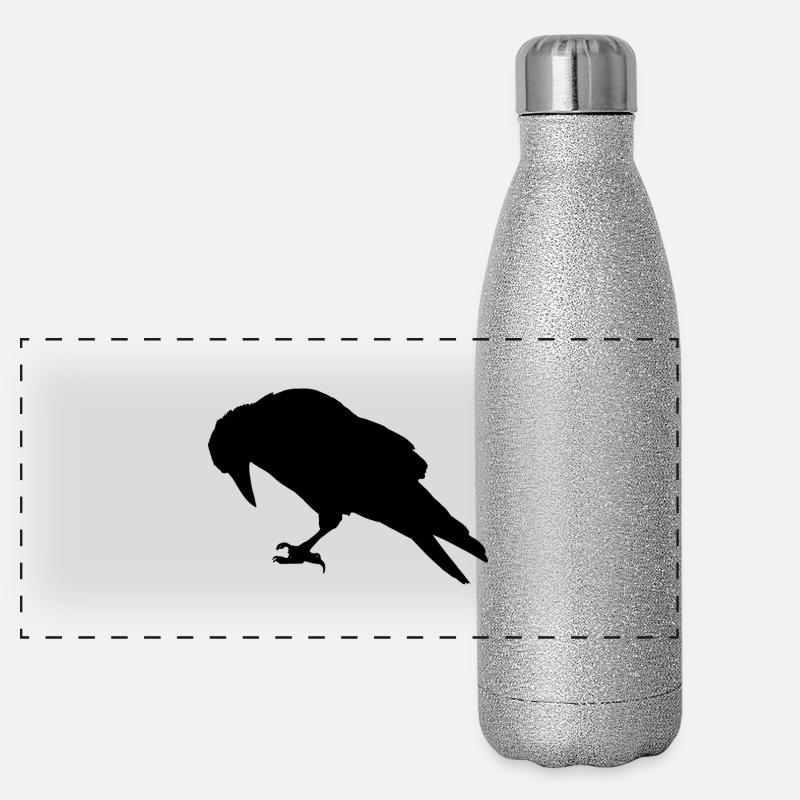 Expandables Crow / Krähe / Raabe sitzend Panorama Glitzer Isolierflasche 500 ml