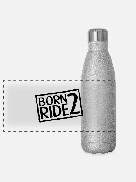 Born 2 Ride - Panoramic Glitter Thermal Bottle 500 ml - silver glitter - Front