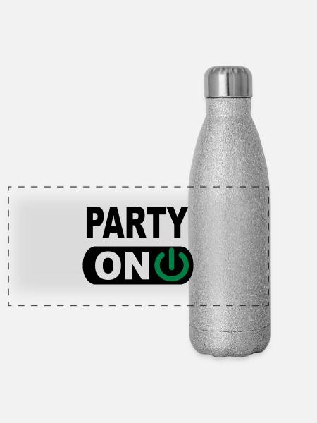 party - Gourde isotherme panoramique pailletée 500 ml - paillettes argentées - Devant