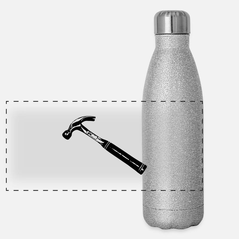 Hammer T-Shirt, Zimmermann, Arbeit, Selbstständig, Panorama Glitzer Isolierflasche 500 ml