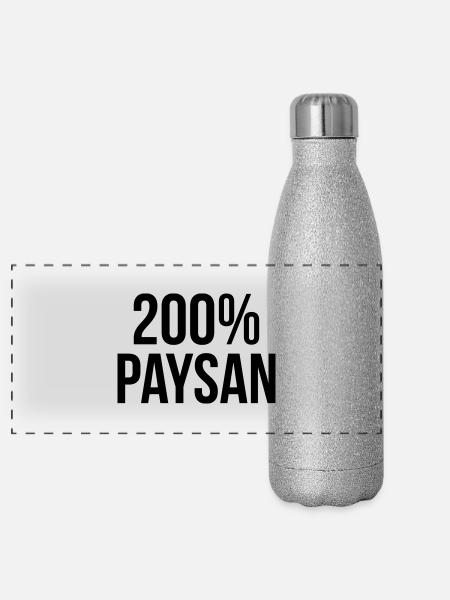 200% Paysan - Gourde isotherme panoramique pailletée 500 ml - paillettes argentées - Devant