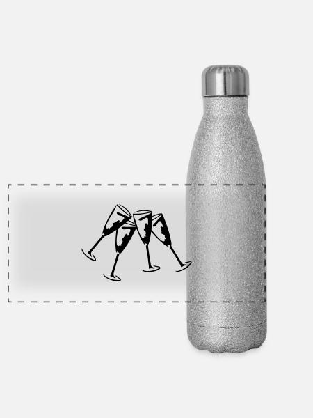 glasses design - Panorama Glitzer Isolierflasche 500 ml - Silber Glitzer - Vorne