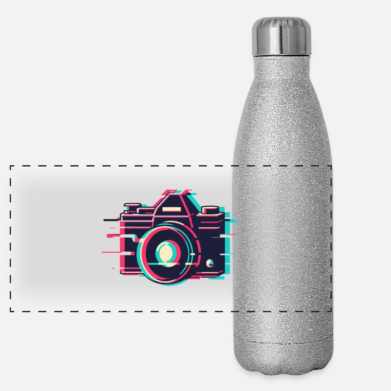 VHS Malfunction Camera - Retro Digital Photography Panoramic Glitter Thermal Bottle 500 ml