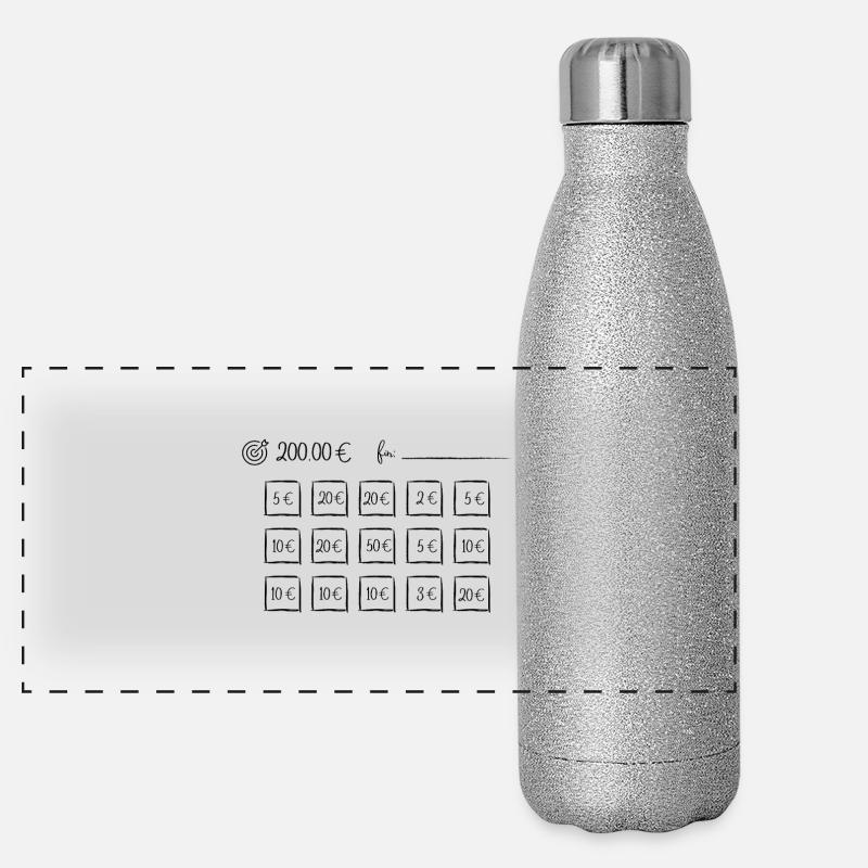 Geldgeschenk Geld schenken Sparen Sparchallenge Panorama Glitzer Isolierflasche 500 ml