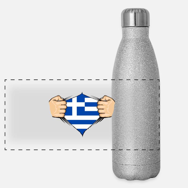 Conception du drapeau de la Grèce Gourde isotherme panoramique pailletée 500 ml