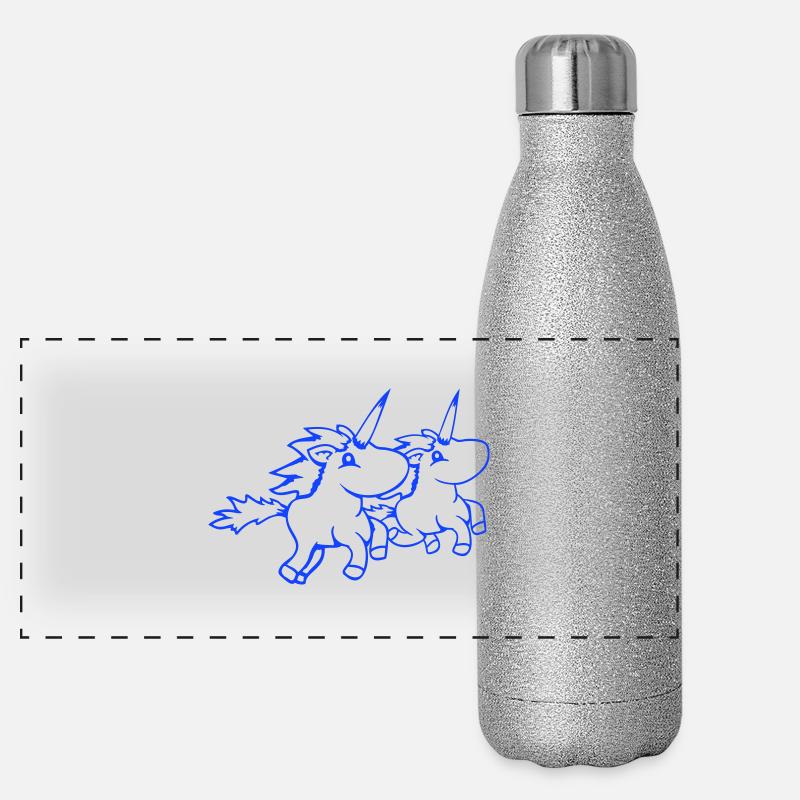 2 Unicorns Team Riding Fast Gallop Joy Crew Gourde isotherme panoramique pailletée 500 ml