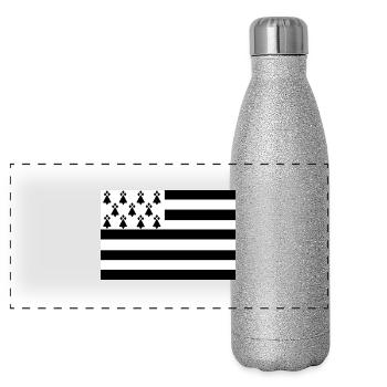 Drapeau breton - Gourde isotherme panoramique pailletée 500 ml - paillettes argentées - Devant