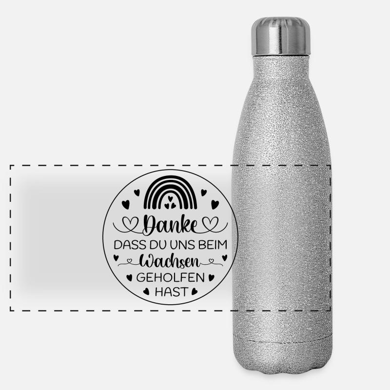 Boho Regenbogen Danke sagen Kita Kindergarten Panorama Glitzer Isolierflasche 500 ml